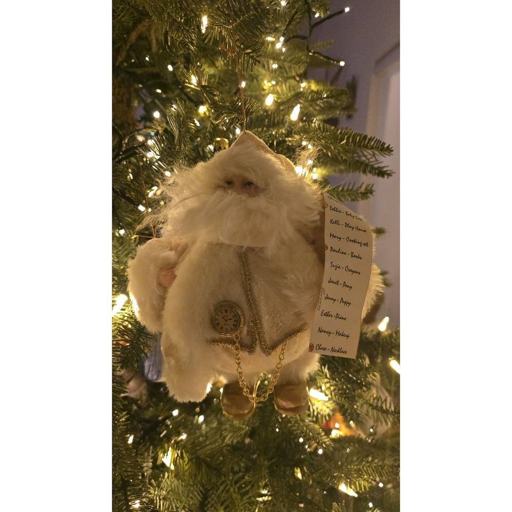 Beige Santa Claus Ornament Gold‎ Clock Traditional Christmas Free Standing SZ L